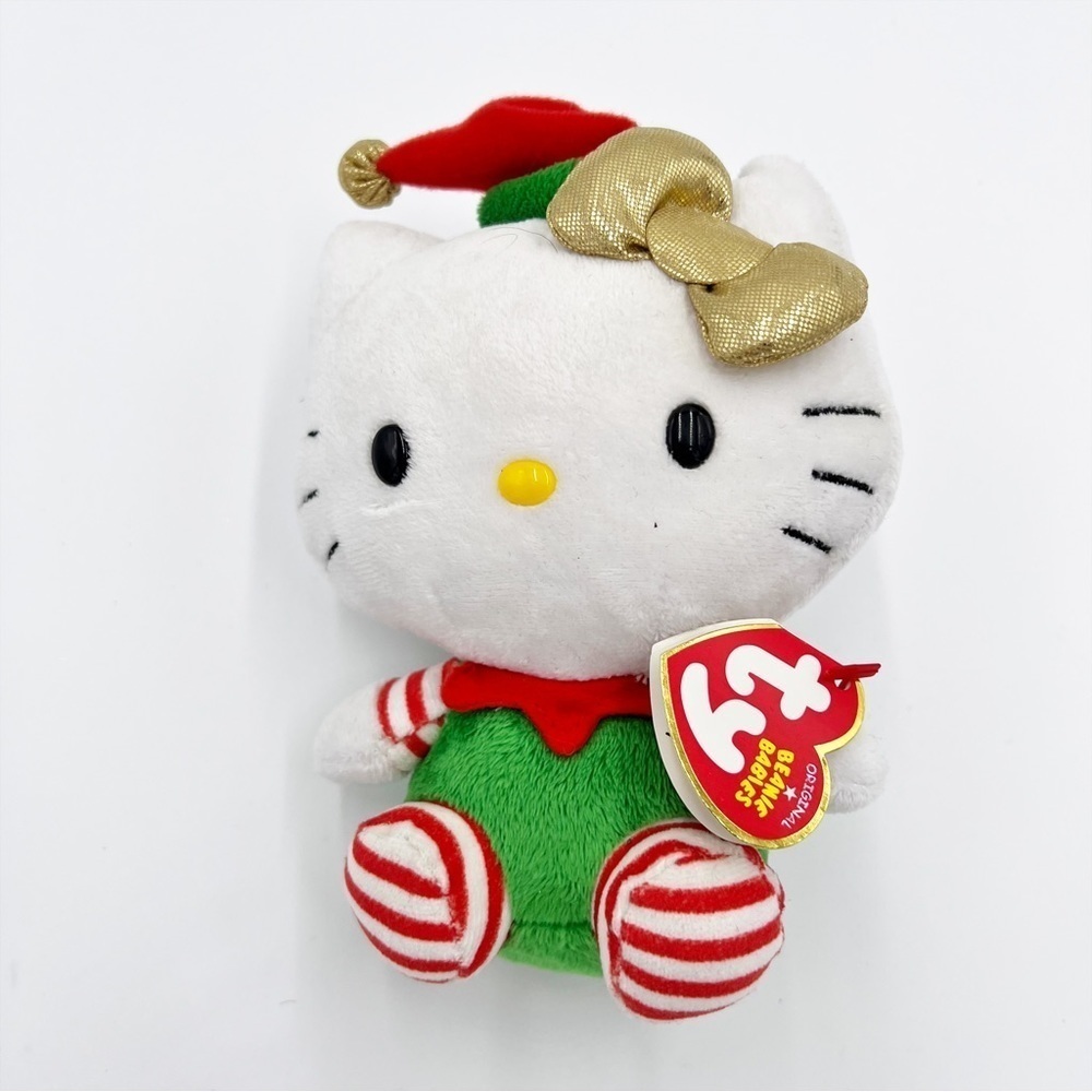 NWT Ty Hello Kitty Beanie Baby Santa's Helper Elf